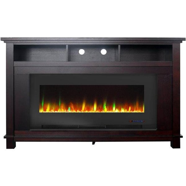 Cambridge Cambridge CAM5735-1MAH San Jose Fireplace Entertainment Stand with 50 in. Color Changing Fireplace Insert & Crystal Rock Display; Mahogany CAM5735-1MAH